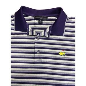 Masters Clubhouse Collection Polo Shirt Mens Large Purple Striped Cotton Italy